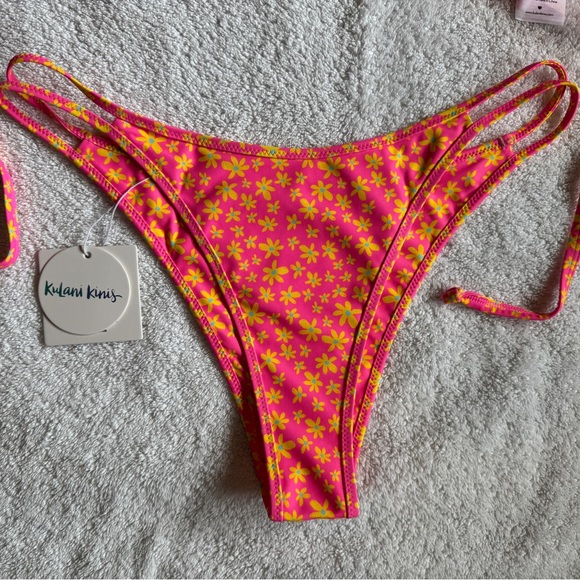 Kulani Kinis Bikini Set in Berry Blush- Pink and Yellow Floral NWT - Picture 2 of 7